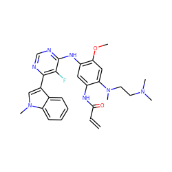 C=CC(=O)Nc1cc(Nc2ncnc(-c3cn(C)c4ccccc34)c2F)c(OC)cc1N(C)CCN(C)C ZINC001772643442