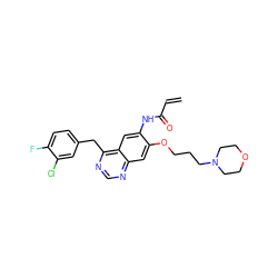 C=CC(=O)Nc1cc2c(Cc3ccc(F)c(Cl)c3)ncnc2cc1OCCCN1CCOCC1 ZINC000045495434