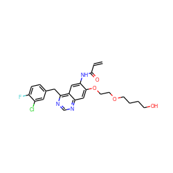 C=CC(=O)Nc1cc2c(Cc3ccc(F)c(Cl)c3)ncnc2cc1OCCOCCCCO ZINC000042891176