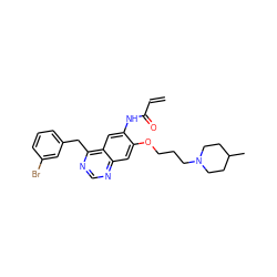 C=CC(=O)Nc1cc2c(Cc3cccc(Br)c3)ncnc2cc1OCCCN1CCC(C)CC1 ZINC000040900000