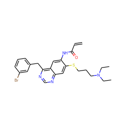 C=CC(=O)Nc1cc2c(Cc3cccc(Br)c3)ncnc2cc1SCCCN(CC)CC ZINC000040422124