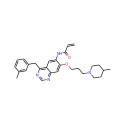 C=CC(=O)Nc1cc2c(Cc3cccc(C)c3)ncnc2cc1OCCCN1CCC(C)CC1 ZINC000040950194