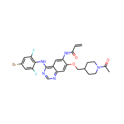 C=CC(=O)Nc1cc2c(Nc3c(F)cc(Br)cc3F)ncnc2cc1OCC1CCN(C(C)=O)CC1 ZINC000137864357