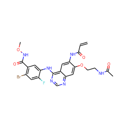 C=CC(=O)Nc1cc2c(Nc3cc(C(=O)NOC)c(Br)cc3F)ncnc2cc1OCCNC(C)=O ZINC000143208009