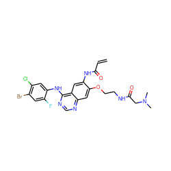 C=CC(=O)Nc1cc2c(Nc3cc(Cl)c(Br)cc3F)ncnc2cc1OCCNC(=O)CN(C)C ZINC000043153185