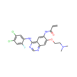 C=CC(=O)Nc1cc2c(Nc3cc(Cl)c(Cl)cc3F)ncnc2cc1OCCN(C)C ZINC000143415565