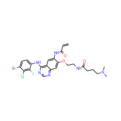 C=CC(=O)Nc1cc2c(Nc3ccc(Br)c(Cl)c3F)ncnc2cc1OCCNC(=O)CCCN(C)C ZINC000143116247