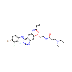 C=CC(=O)Nc1cc2c(Nc3ccc(Br)c(Cl)c3F)ncnc2cc1OCCNC(=O)CCN(CC)CC ZINC000043153183