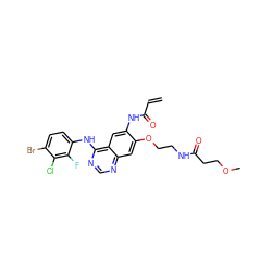 C=CC(=O)Nc1cc2c(Nc3ccc(Br)c(Cl)c3F)ncnc2cc1OCCNC(=O)CCOC ZINC000142998537