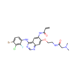 C=CC(=O)Nc1cc2c(Nc3ccc(Br)c(Cl)c3F)ncnc2cc1OCCNC(=O)CN(C)C ZINC000043153186