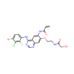 C=CC(=O)Nc1cc2c(Nc3ccc(Br)c(Cl)c3F)ncnc2cc1OCCNC(=O)CO ZINC000143228821