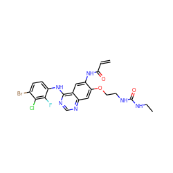 C=CC(=O)Nc1cc2c(Nc3ccc(Br)c(Cl)c3F)ncnc2cc1OCCNC(=O)NCC ZINC000143246699