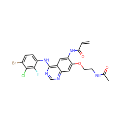 C=CC(=O)Nc1cc2c(Nc3ccc(Br)c(Cl)c3F)ncnc2cc1OCCNC(C)=O ZINC000143110709