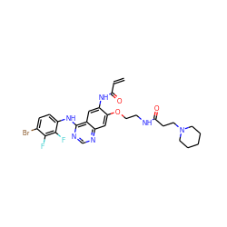 C=CC(=O)Nc1cc2c(Nc3ccc(Br)c(F)c3F)ncnc2cc1OCCNC(=O)CCN1CCCCC1 ZINC000142992529