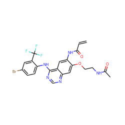 C=CC(=O)Nc1cc2c(Nc3ccc(Br)cc3C(F)(F)F)ncnc2cc1OCCNC(C)=O ZINC000143524773