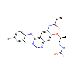 C=CC(=O)Nc1cc2c(Nc3ccc(Br)cc3F)ncnc2cc1O[C@@H](C)CNC(C)=O ZINC000137823746