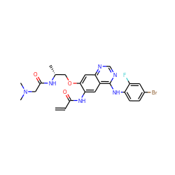 C=CC(=O)Nc1cc2c(Nc3ccc(Br)cc3F)ncnc2cc1OC[C@@H](C)NC(=O)CN(C)C ZINC000169685738