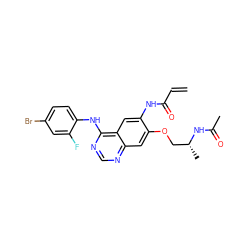 C=CC(=O)Nc1cc2c(Nc3ccc(Br)cc3F)ncnc2cc1OC[C@@H](C)NC(C)=O ZINC000137824070