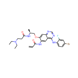 C=CC(=O)Nc1cc2c(Nc3ccc(Br)cc3F)ncnc2cc1OC[C@H](C)NC(=O)CCN(CC)CC ZINC000142948766