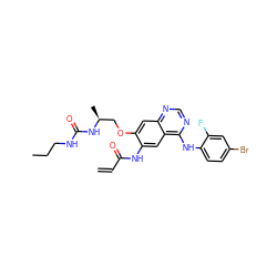 C=CC(=O)Nc1cc2c(Nc3ccc(Br)cc3F)ncnc2cc1OC[C@H](C)NC(=O)NCCC ZINC000137830720