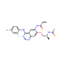 C=CC(=O)Nc1cc2c(Nc3ccc(Br)cc3F)ncnc2cc1OC[C@H](C)NC(C)=O ZINC000137823965