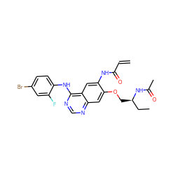 C=CC(=O)Nc1cc2c(Nc3ccc(Br)cc3F)ncnc2cc1OC[C@H](CC)NC(C)=O ZINC000137830917