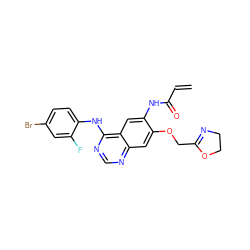 C=CC(=O)Nc1cc2c(Nc3ccc(Br)cc3F)ncnc2cc1OCC1=NCCO1 ZINC000143065716