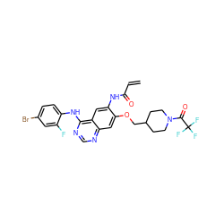 C=CC(=O)Nc1cc2c(Nc3ccc(Br)cc3F)ncnc2cc1OCC1CCN(C(=O)C(F)(F)F)CC1 ZINC000137856674