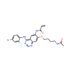 C=CC(=O)Nc1cc2c(Nc3ccc(Br)cc3F)ncnc2cc1OCCCCNC(C)=O ZINC000137877394