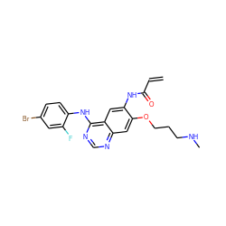 C=CC(=O)Nc1cc2c(Nc3ccc(Br)cc3F)ncnc2cc1OCCCNC ZINC000137877064