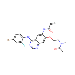 C=CC(=O)Nc1cc2c(Nc3ccc(Br)cc3F)ncnc2cc1OCCN(C)C(C)=O ZINC000137897993