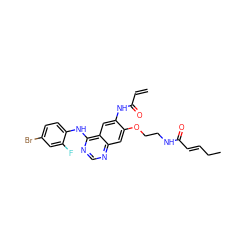 C=CC(=O)Nc1cc2c(Nc3ccc(Br)cc3F)ncnc2cc1OCCNC(=O)/C=C/CC ZINC000137911335