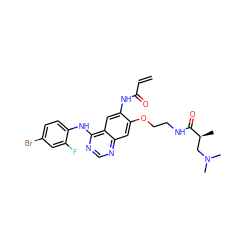 C=CC(=O)Nc1cc2c(Nc3ccc(Br)cc3F)ncnc2cc1OCCNC(=O)[C@@H](C)CN(C)C ZINC000137934868