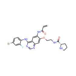 C=CC(=O)Nc1cc2c(Nc3ccc(Br)cc3F)ncnc2cc1OCCNC(=O)[C@@H]1CCCN1 ZINC000137847361