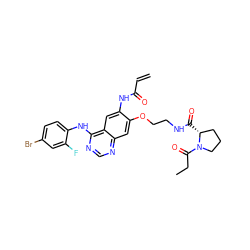 C=CC(=O)Nc1cc2c(Nc3ccc(Br)cc3F)ncnc2cc1OCCNC(=O)[C@@H]1CCCN1C(=O)CC ZINC000169707534