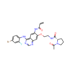 C=CC(=O)Nc1cc2c(Nc3ccc(Br)cc3F)ncnc2cc1OCCNC(=O)[C@@H]1CCCN1C(C)=O ZINC000169707532