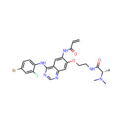 C=CC(=O)Nc1cc2c(Nc3ccc(Br)cc3F)ncnc2cc1OCCNC(=O)[C@H](C)N(C)C ZINC000137919867