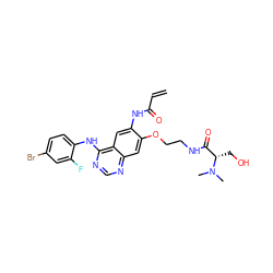 C=CC(=O)Nc1cc2c(Nc3ccc(Br)cc3F)ncnc2cc1OCCNC(=O)[C@H](CO)N(C)C ZINC000143153801