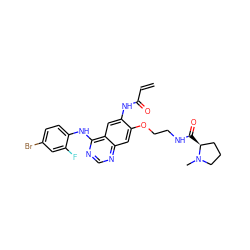 C=CC(=O)Nc1cc2c(Nc3ccc(Br)cc3F)ncnc2cc1OCCNC(=O)[C@H]1CCCN1C ZINC000137847575