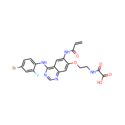 C=CC(=O)Nc1cc2c(Nc3ccc(Br)cc3F)ncnc2cc1OCCNC(=O)C(=O)O ZINC000143261524