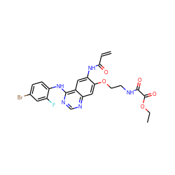 C=CC(=O)Nc1cc2c(Nc3ccc(Br)cc3F)ncnc2cc1OCCNC(=O)C(=O)OCC ZINC000142973546