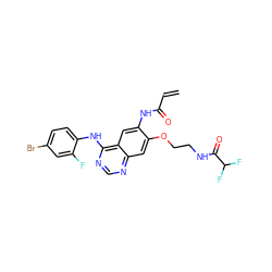 C=CC(=O)Nc1cc2c(Nc3ccc(Br)cc3F)ncnc2cc1OCCNC(=O)C(F)F ZINC000137877627