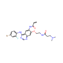 C=CC(=O)Nc1cc2c(Nc3ccc(Br)cc3F)ncnc2cc1OCCNC(=O)CCN(C)C ZINC000059779321