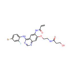 C=CC(=O)Nc1cc2c(Nc3ccc(Br)cc3F)ncnc2cc1OCCNC(=O)CCO ZINC000137927266