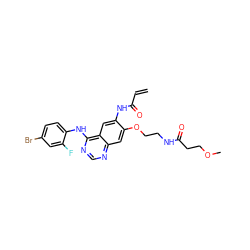 C=CC(=O)Nc1cc2c(Nc3ccc(Br)cc3F)ncnc2cc1OCCNC(=O)CCOC ZINC000137926961