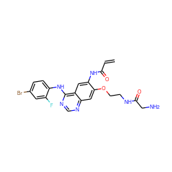 C=CC(=O)Nc1cc2c(Nc3ccc(Br)cc3F)ncnc2cc1OCCNC(=O)CN ZINC000137919773