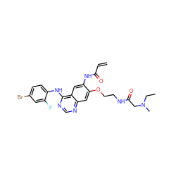 C=CC(=O)Nc1cc2c(Nc3ccc(Br)cc3F)ncnc2cc1OCCNC(=O)CN(C)CC ZINC000137919637