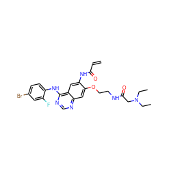 C=CC(=O)Nc1cc2c(Nc3ccc(Br)cc3F)ncnc2cc1OCCNC(=O)CN(CC)CC ZINC000143307354