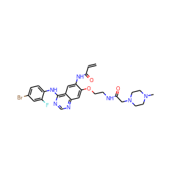 C=CC(=O)Nc1cc2c(Nc3ccc(Br)cc3F)ncnc2cc1OCCNC(=O)CN1CCN(C)CC1 ZINC000137848057