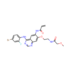 C=CC(=O)Nc1cc2c(Nc3ccc(Br)cc3F)ncnc2cc1OCCNC(=O)COC ZINC000137904397